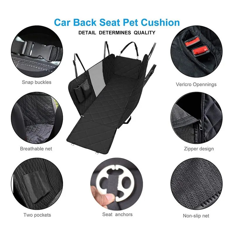 Dual-Zip Water-Resistant Car Pet Seat Protector: Universal Fit for Clean and Comfy Backseat Rides