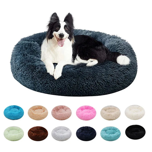 CozyCuddle Pet Haven: Plush Round Sleep Retreat for Cats and Dogs