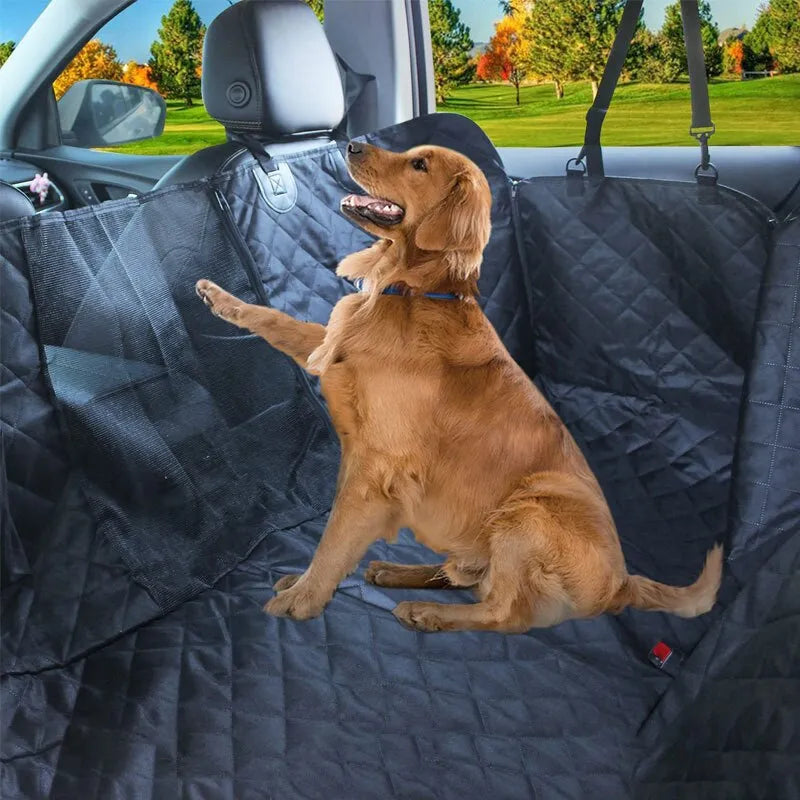 Dual-Zip Water-Resistant Car Pet Seat Protector: Universal Fit for Clean and Comfy Backseat Rides