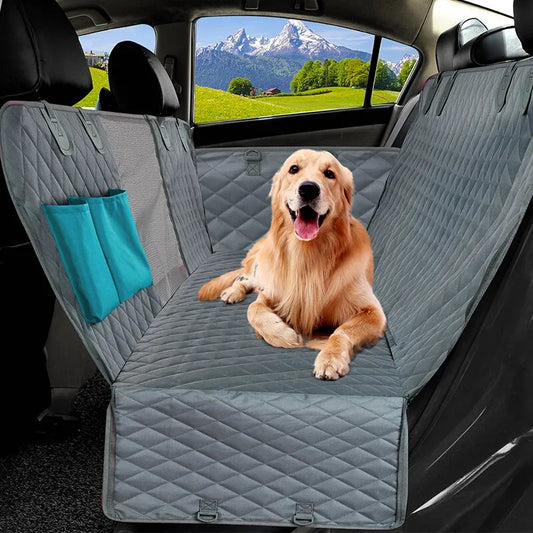 Dual-Zip Water-Resistant Car Pet Seat Protector: Universal Fit for Clean and Comfy Backseat Rides